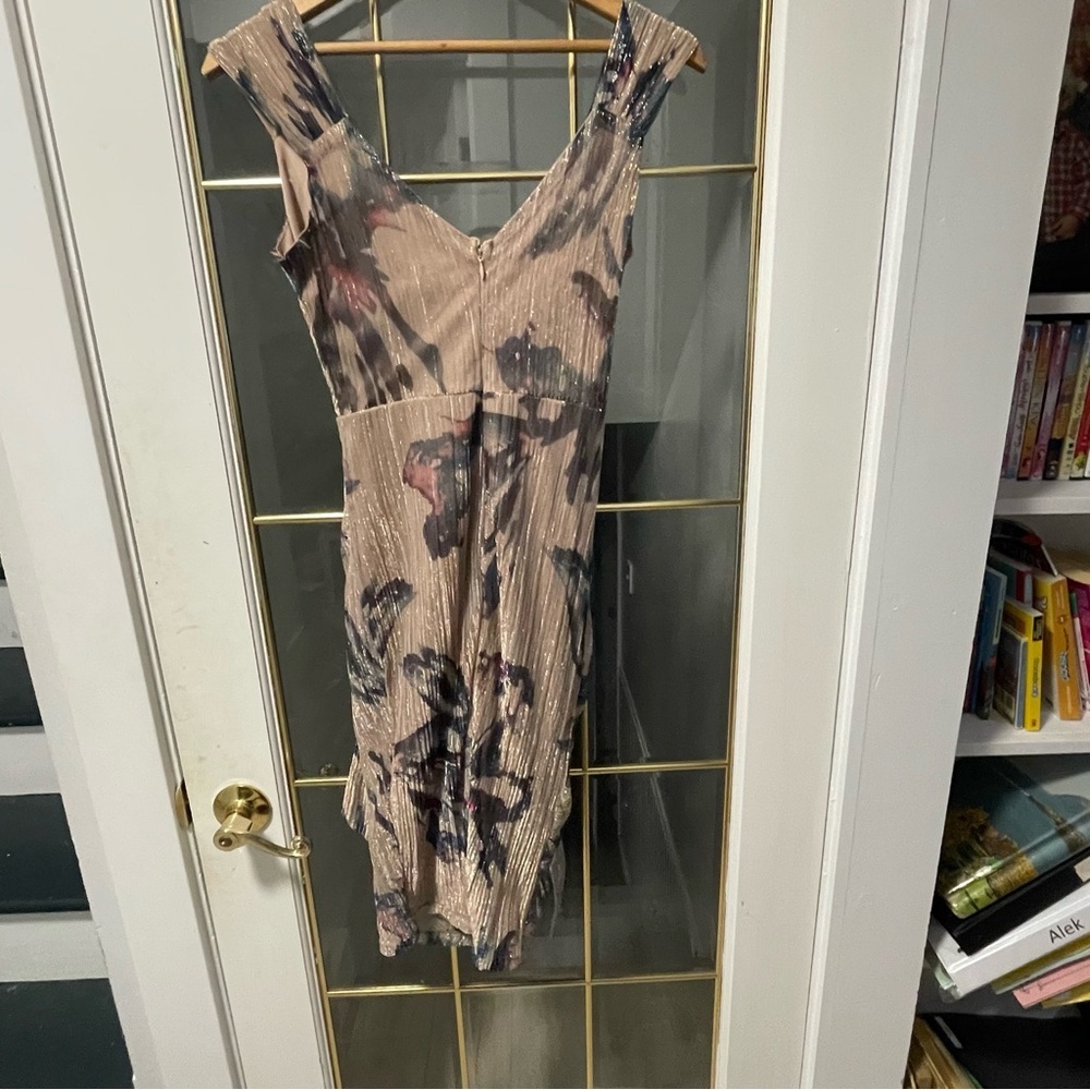 Le Chateau Purple and Cream Midi Dress extra small - Picture 3 of 13